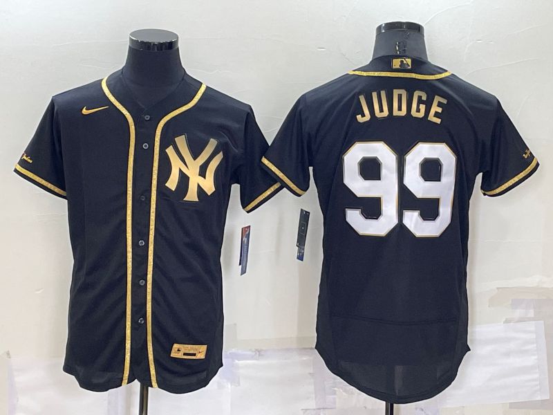 Men New York Yankees #99 Judge Black Gold Elite 2022 Nike MLB Jersey
